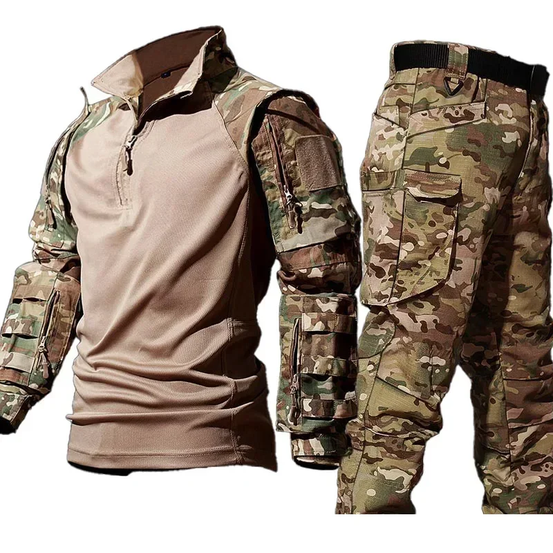 Hunting Outdoor Clothing - طقم بدلة تكتيكية قتالية للرجال، زي
