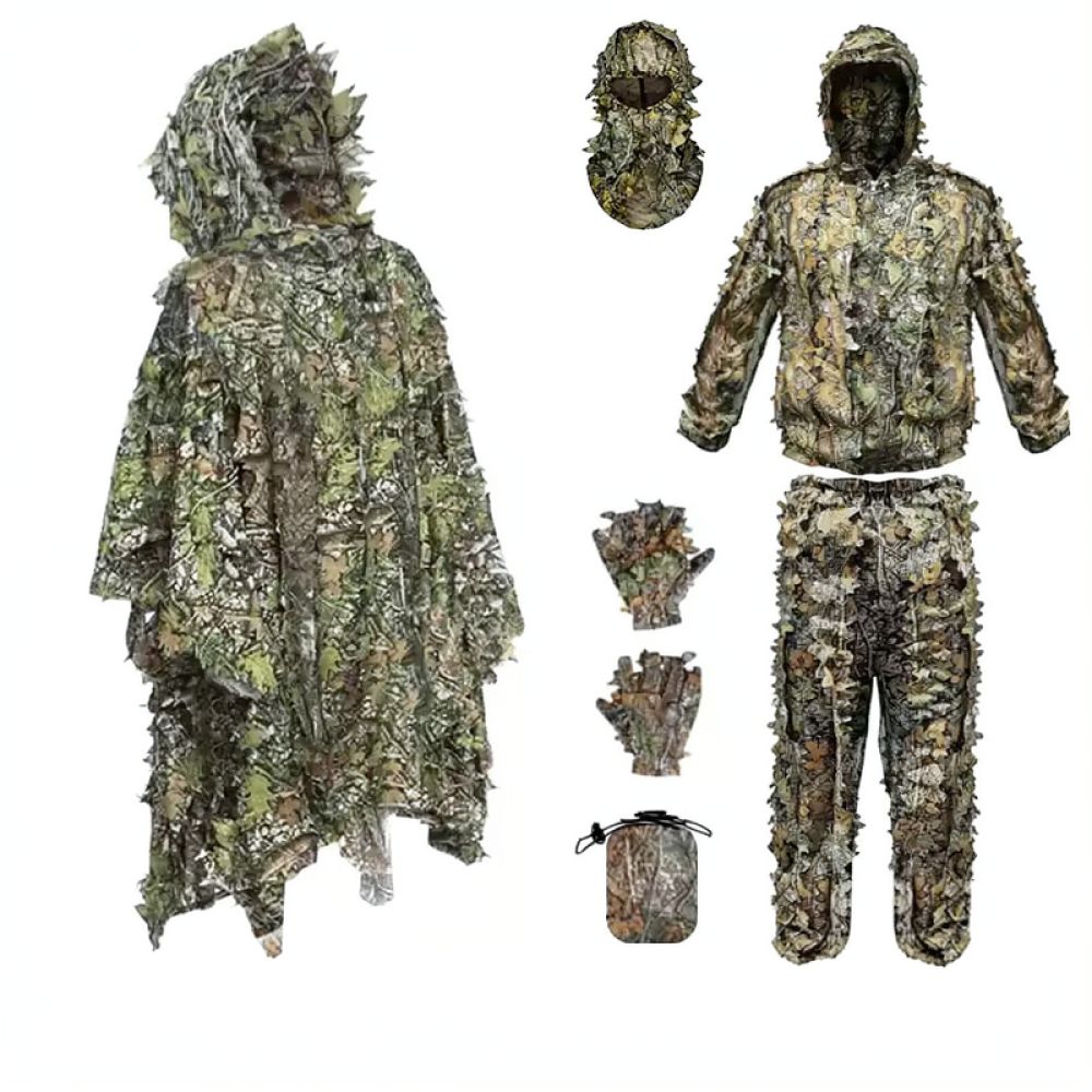 Hunting Outdoor Apparel - عباءة غيلي ثلاثية الأبعاد بتصميم أوراق