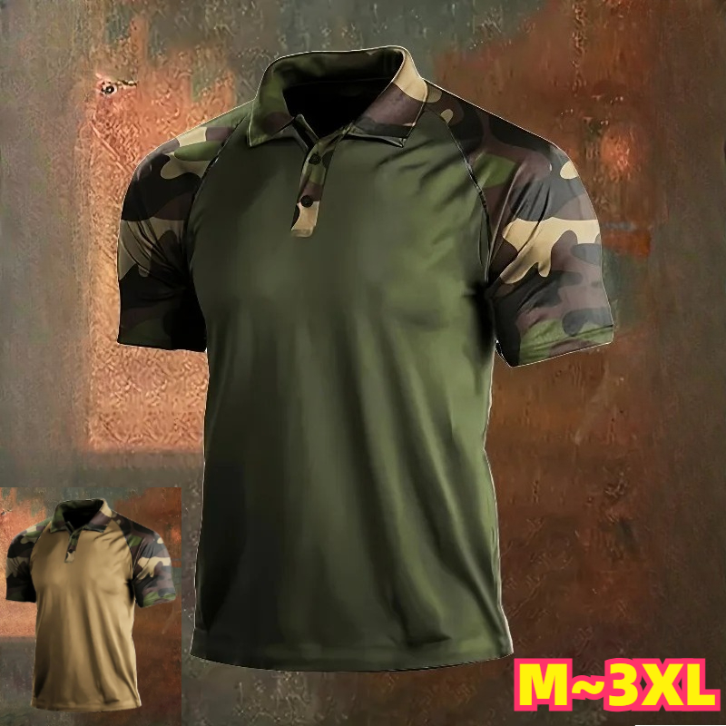 Hunting Outdoor Apparel - قميص بولو تكتيكي مموه للرجال |