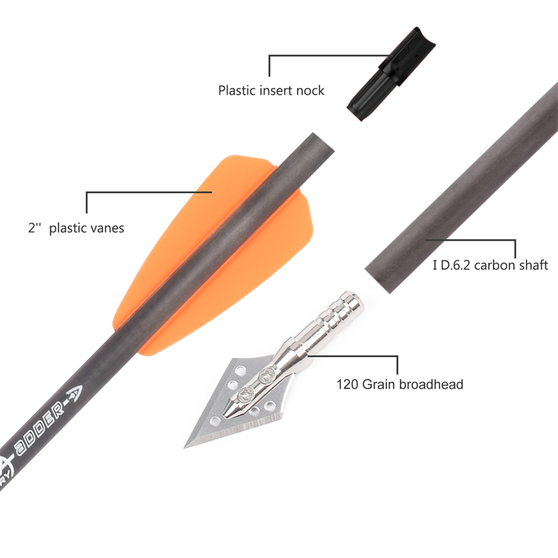 Crossbow Bolt Broadhead - 6 قطعة R9 7.5 بوصة Catbon